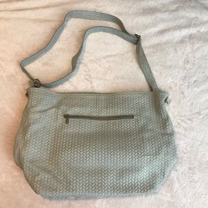 BORSE IN PELLE Genuine Leather Made in Italy Purse shoulder Bag Gray Woven
